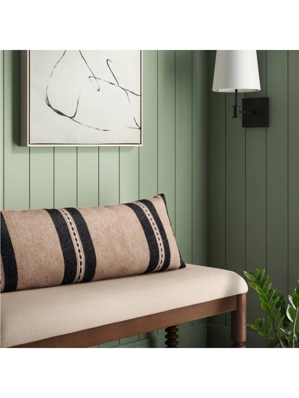 Oversized Lumbar Woven Stripe Pillow Neutral/Black - Threshold